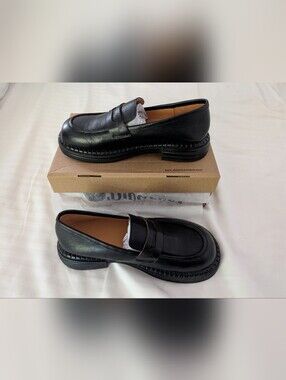 Wide Toe Box Fit Leather Penny Loafers in Black - Size 9 - Dwarves Shoes